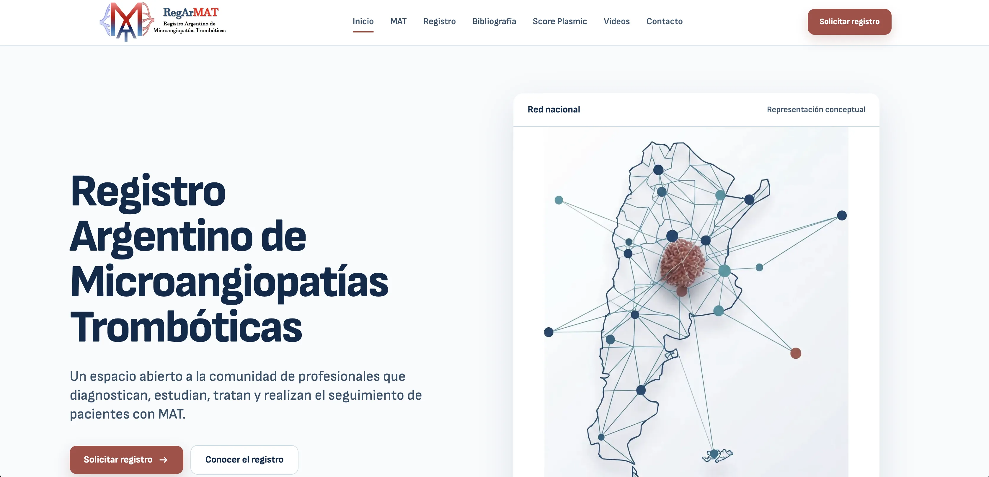 RegArMAT landing page for the Argentine Registry of Thrombotic Microangiopathies